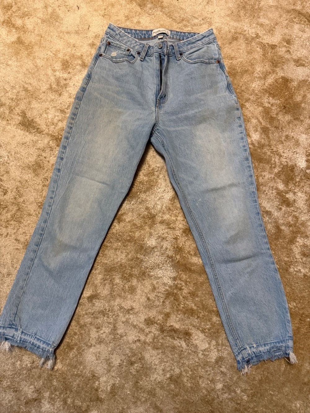 Abercrombie & Fitch Light Blue Boyfriend Jeans with Frayed Hem